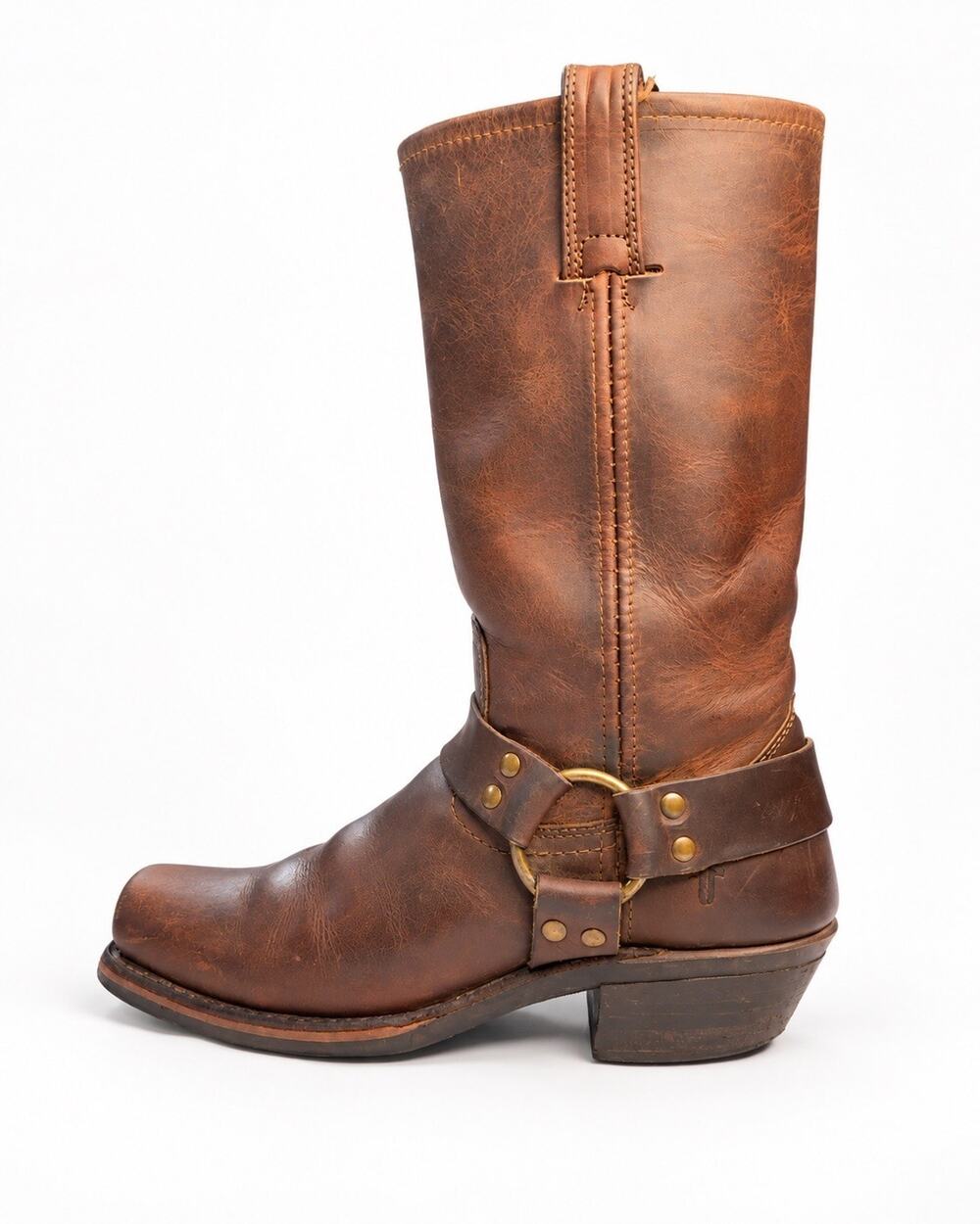 FRYE Harness 12R Brown Leather Moto Boots Women's Size 7.5 B Style 77300